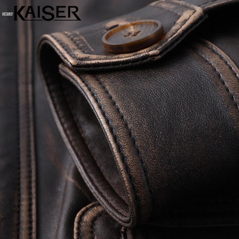 Caesar Men's Genuine Sheepskin Lapel Leather Jacket KS83507