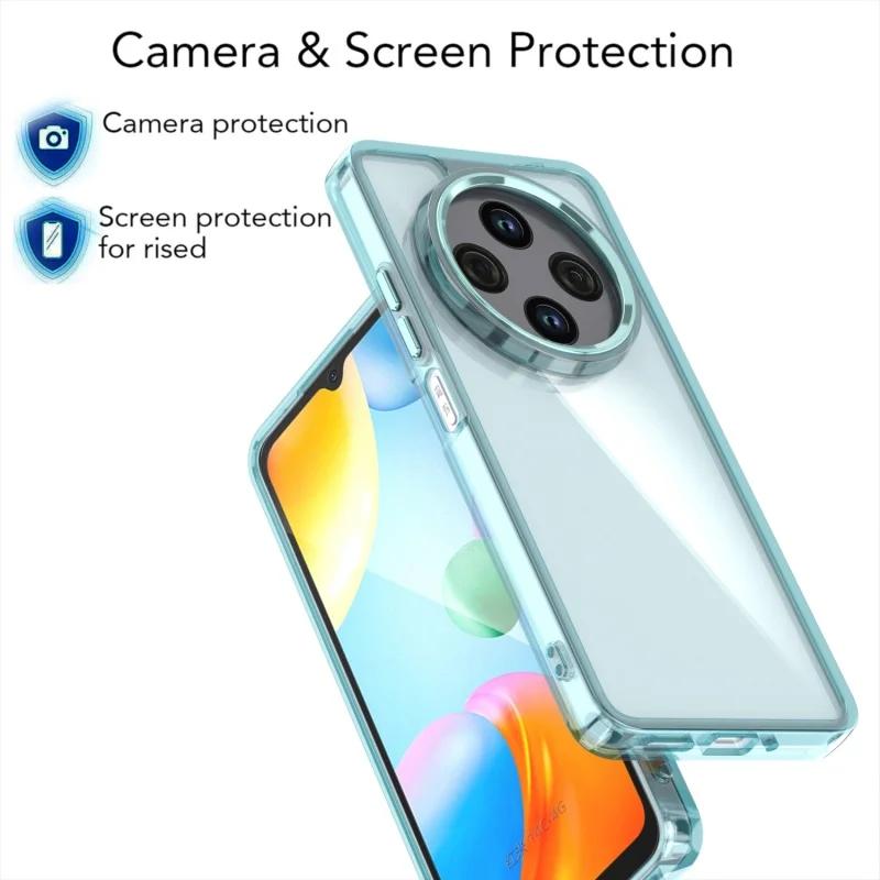 Fashion Metal Frame Anti Yellow Transparent Case for Redmi Note 14 Pro Plus 5G Shockproof Cover for Redmi 14C A3 Funda Coque