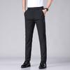 Ultra-thin Elastic Men's Casual Trousers Summer Quick-drying Ice Silk Slim Straight Business Solid Color Trousers Black Gray
