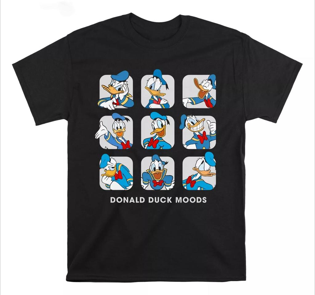 Miniso Donald Duck Tshirt Moods Cute Couple Gift Y2k Unisex Summer Cotton Mens Women Tops Tee Short Sleeve Oversized