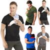 Tricou Purtător Bebeluș Bărbați Amestec Bumbac Decolteu în V Mânecă Scurtă Tricou Tată Purtare Bebeluș pentru Părinți Confortabili Îngrijire Bebeluș