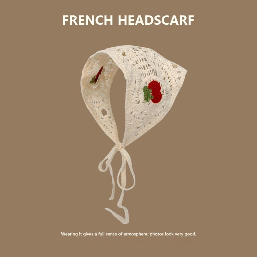 New Sweet Triangle Headband Cute Knitted Flower Headscarf Handmade French Pastoral Style Headscarf Hat Photo Props
