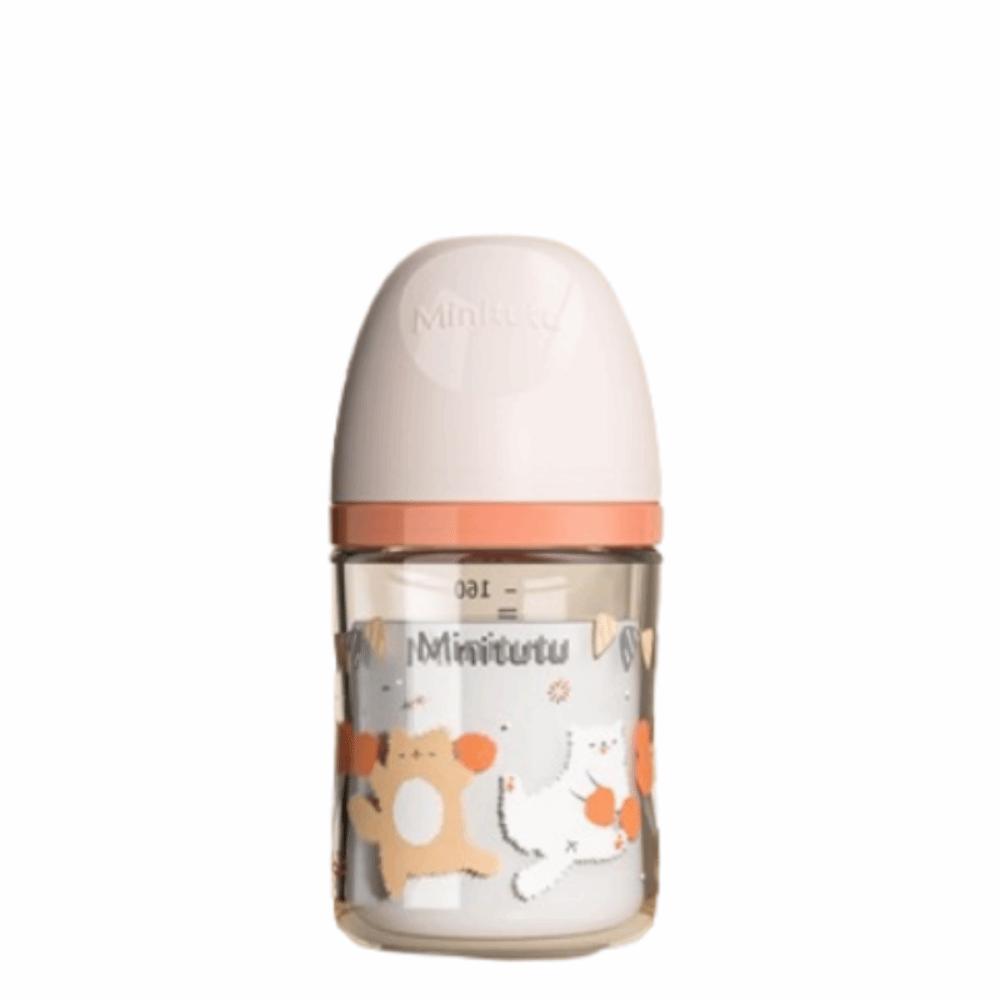 Wide Mouth Newborn Glass Bottle Rabbit Pattern Baby Milk Bottle Transparent