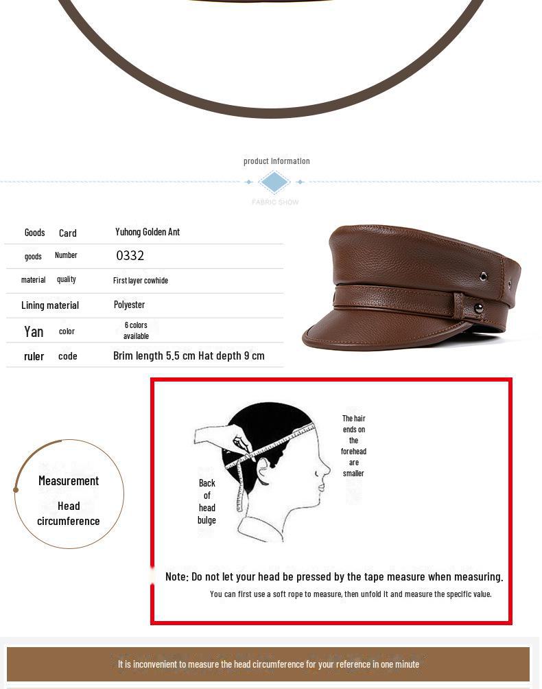 Unisex Kapitänsmütze aus echtem Leder: Deutsche Baskenmütze für Harley-Retro-Punk-Motorräder.