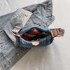 Denim Moon Bag with Colorful Strap Women's Crossbody Bag Fashionable Shoulder Bag Casual Daily Use Design