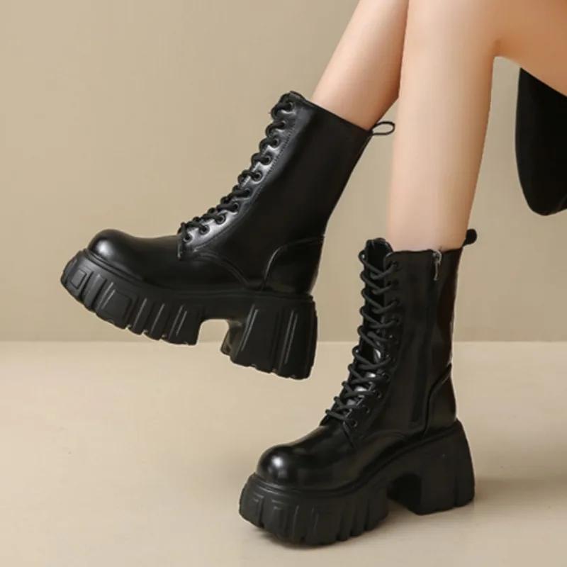 Fashion Versatile 2024 New Style Women's Ultra-high Thick-soled Fashionable Thick-soled Over-the-knee Boots Are Trendy and Fashionable