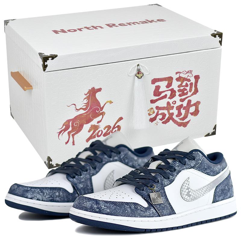 Jordan Air Jordan 1 Low top Vintage Basketball Shoes Men's Blue White 553558-141(Team679-S-BOX)
