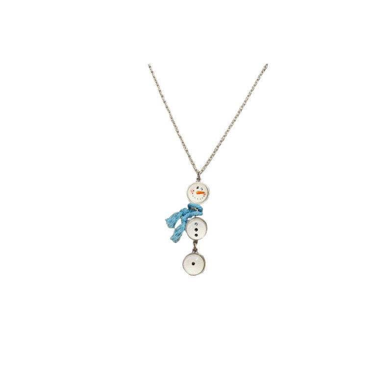 Autumn and winter design sense white snowman button necklace schoolgirl party niche retro exquisite Christmas sweater chain