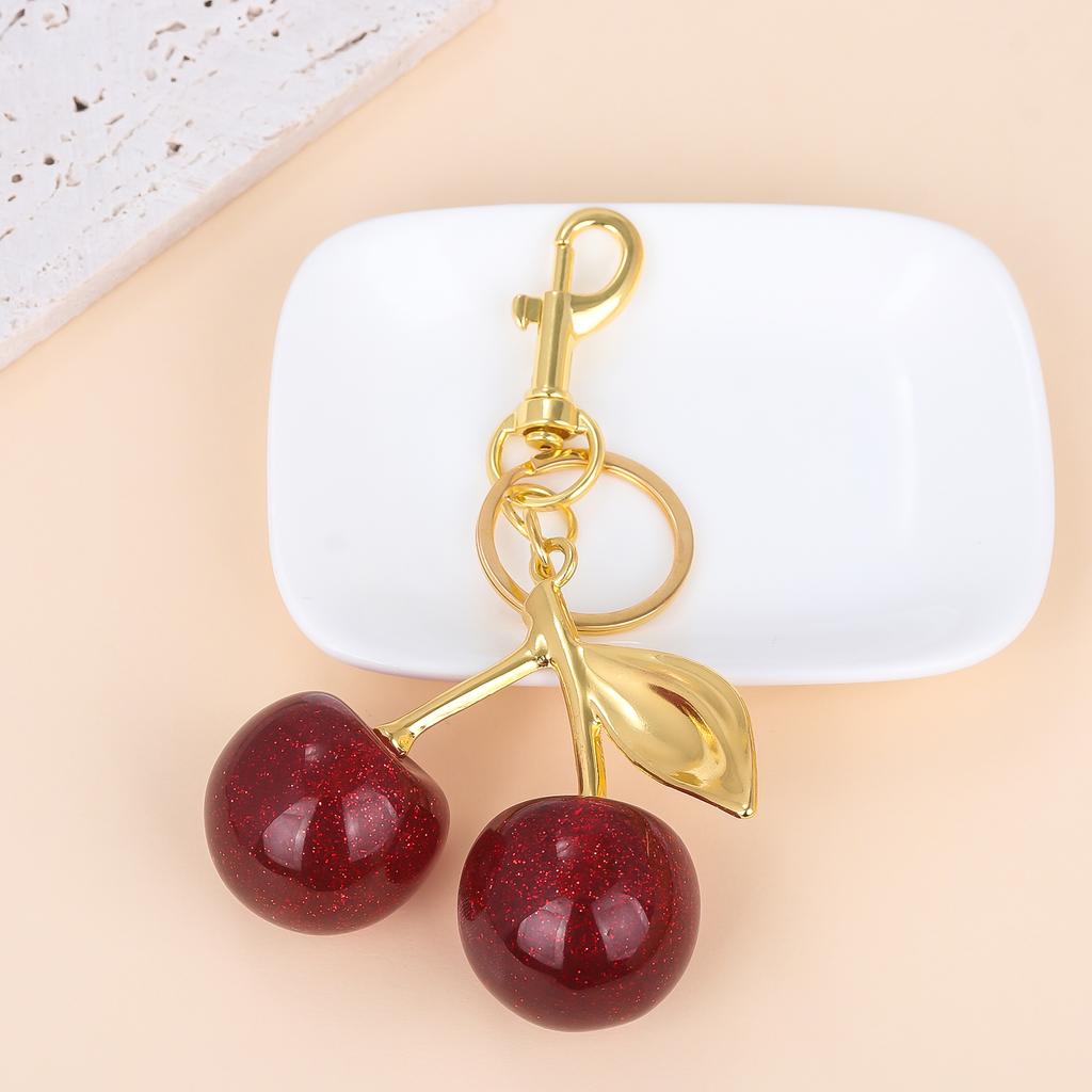Moda Chaveiro Cereja Vermelha Frutas Cerejas Pingente Chaveiro para Mulheres Homens Joias Acessórios de Chave de Bolsa Presente