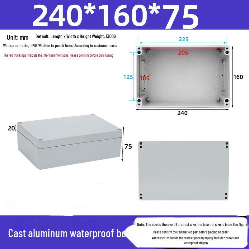 Druckguss-Aluminium Außenverteilerkasten IP65 Wasserdichtes Gehäuse