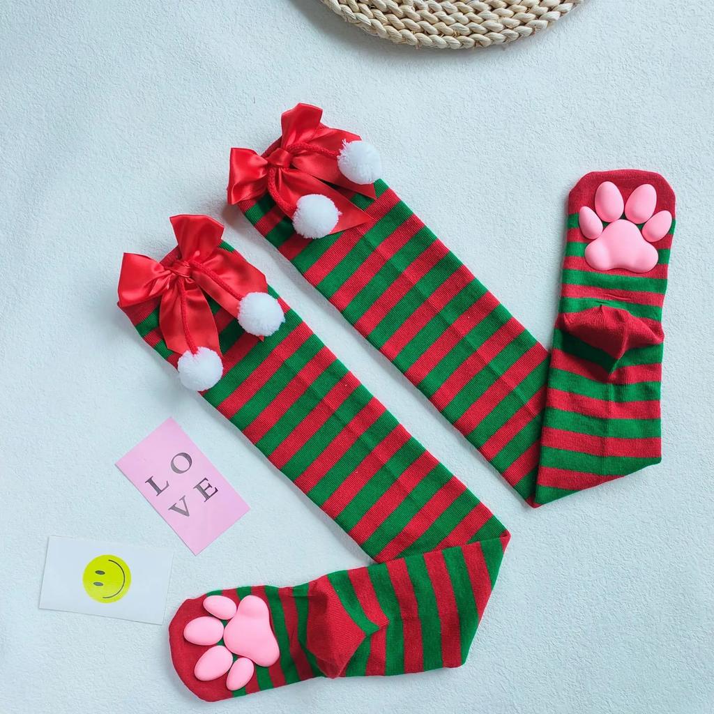 Womens Over Above Knee Socks Thigh High Stockings Kitten Claw Cat Paw Pad Ladies Pink 3D Long Sock Cosplay Harajuku Y2K Female