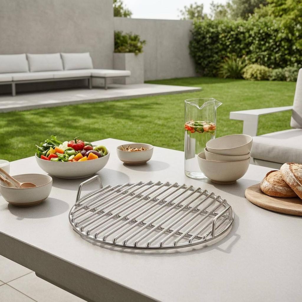Stainless Steel Grill Grate Straight-Bar Circular Grill Grate Polished Finish Stainless Steel Grilling Rack