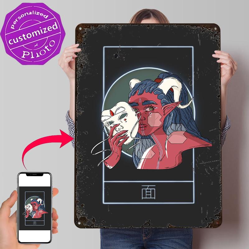 The Mask Personalized D Textured Metal Poster Wall Art Vintage Tin Signs for Home Decoration Aesthetic Bar Accessories House