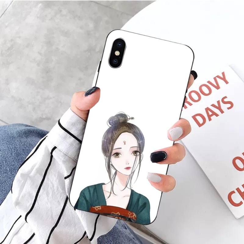 Hand Drawn Beautiful Characterss Phone Case For IPhone 14 13 12 11 XS X 8 7 6 Plus Mini Pro Max SE 2022 Soft Black Phone Cover