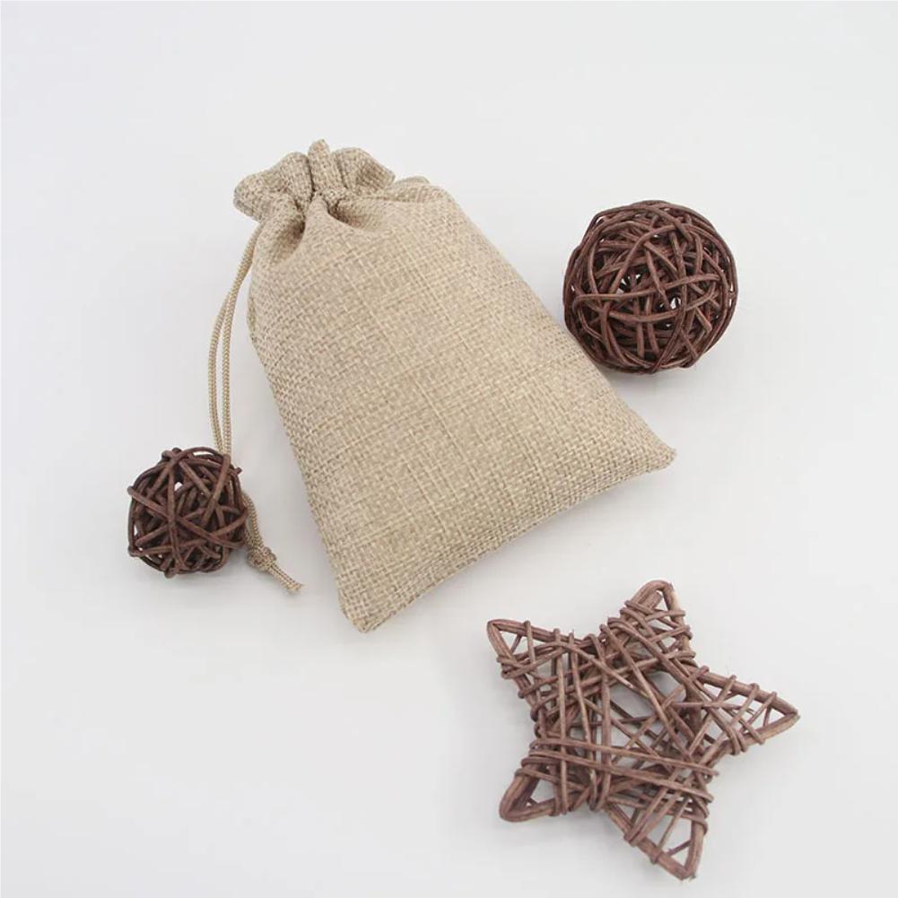 10/20 Pcs Burlap Gift Drawstring Bags for Party Christmas Linen Jute Small Fabric Package Wedding Pouches 10x14cm/15x20/20x30cm