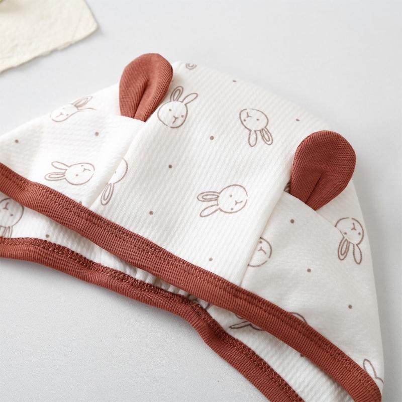 Breathable Infant Fetal Cap Breathable Cotton Polyester Bonnet For Newborns 0-5 Months Ear Covering Design