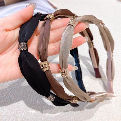 Neuer Stil High-End Satin Wasser-Diamant Knoten Haarband, Elegantes und Retro Französisches Stirnband, Vielseitige Haarnadel für Ausflüge