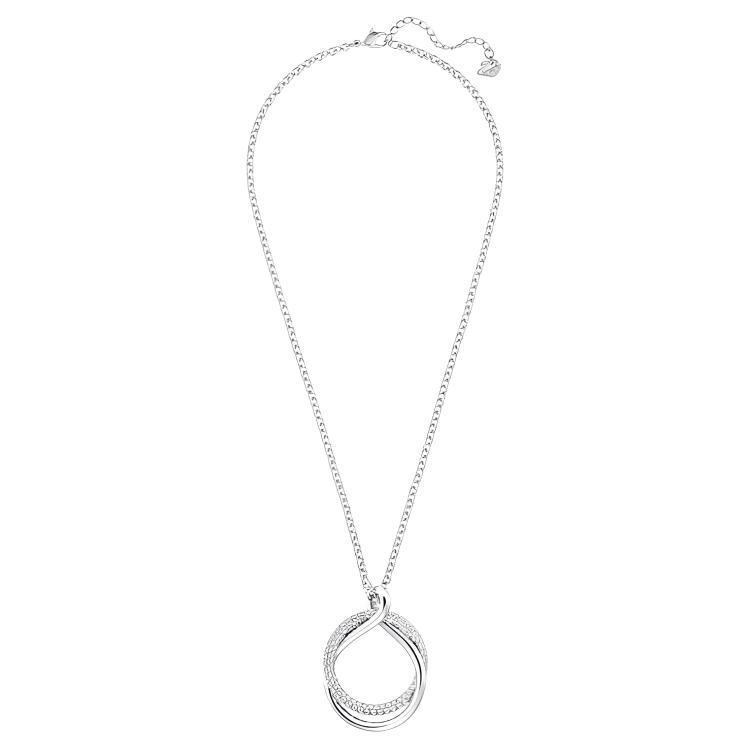 Swarovski Exact Interlocking Double Ring Rhodium Plated Necklace Women necklace 5528922