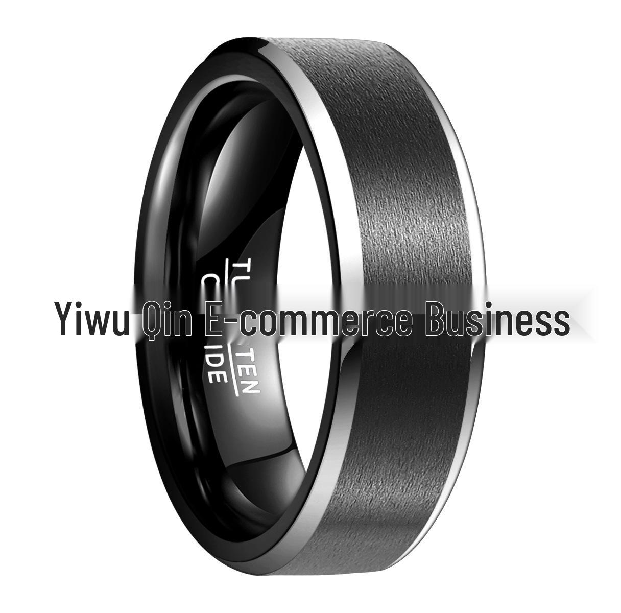 

Мужское черное кольцо из карбида вольфрама, шириной 8 мм, с серебристым краем, доступно в американских размерах 6-14 Size 6 чёрный