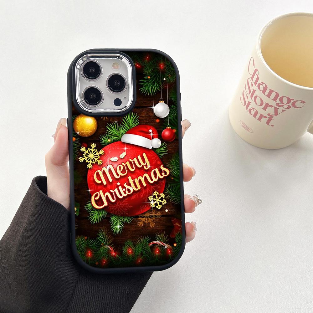 

N107 Happy New Year Christmas art Soft Phone Cases для Samsung S24 S23 Plus A15 A35 A54 Infinix Hot40i Tecno Plating Frame Camera Protector Back Cover Infinix Hot 40/Hot 40 Pro