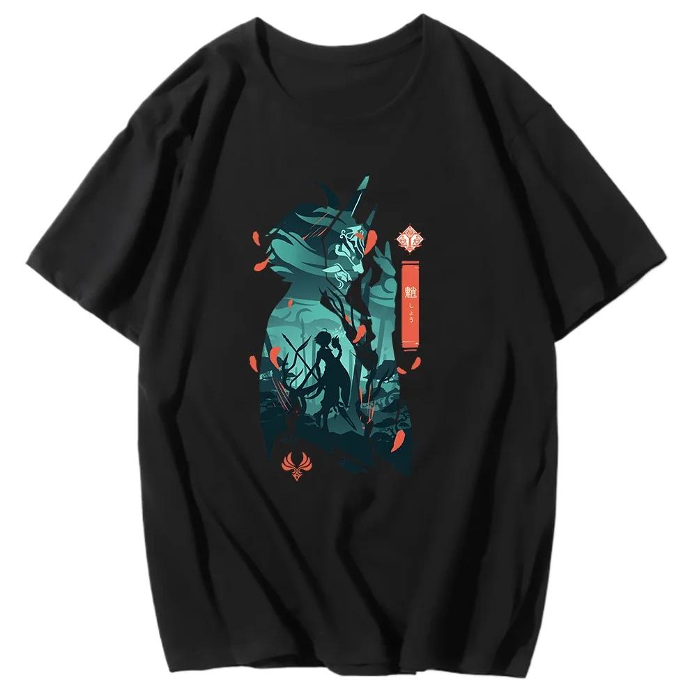 Genshin Impact Printing Tshirts Xiao Venti Print Tee Shirts Hu Tao Zhong Li Graphic T-shirt Kaedehara Kazuha Raiden Shogun Tees