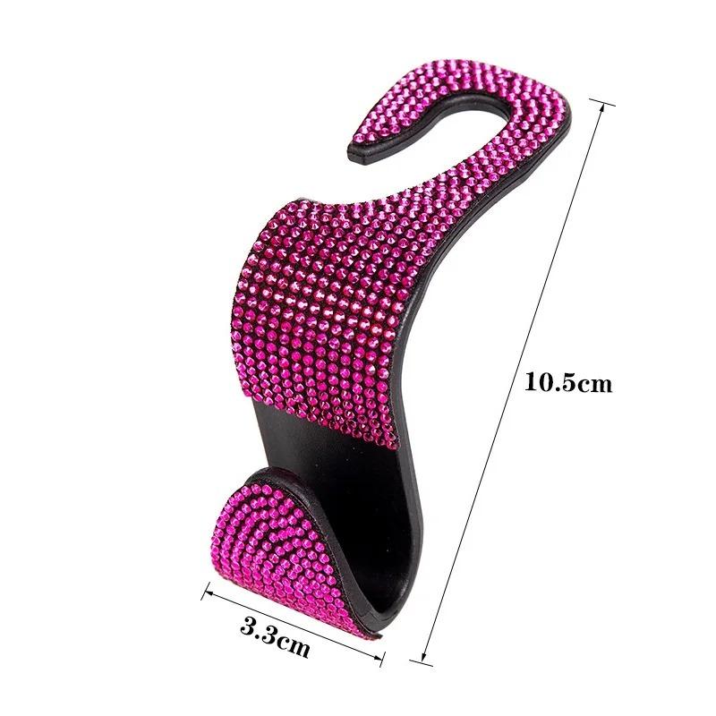 Rhinestone Car Seat Back Hook Bling Diamond Hanger Auto Back Universal Headrest Mount Storage Holder Car Interior Accessories.