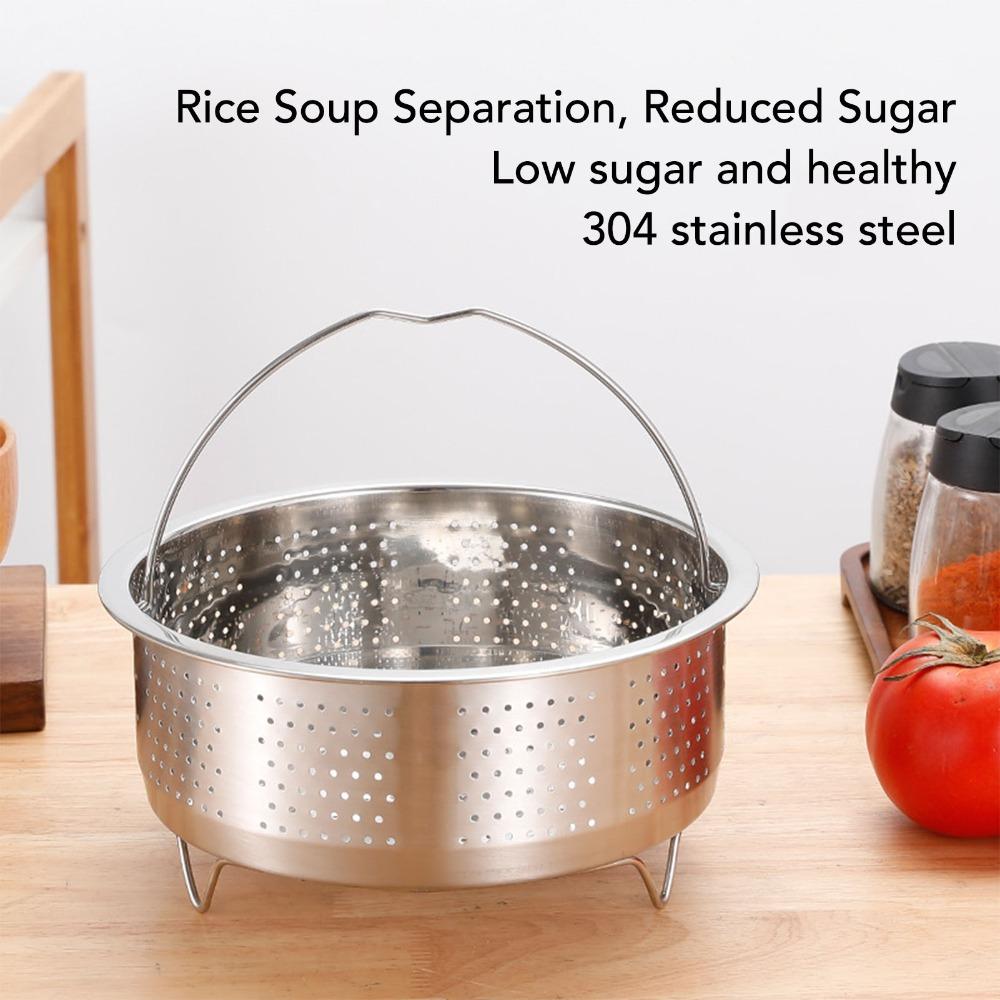 With Handle Steam Basket Silver Rice Cooker Insert Convenient Steam Pot Insert Home Cooking