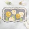 Sweet Flower Pattern Plush Absorbent Floor Mat Carpet For Home