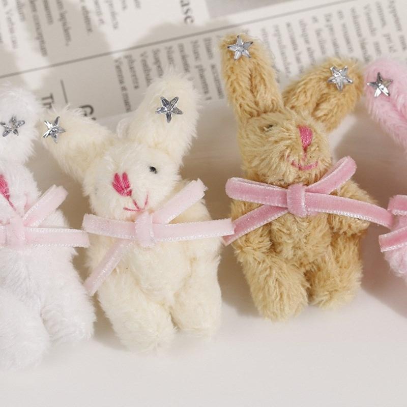 Adorable Rabbit Doll Pendant Accessory Star and Love Heart Pattern Pendant Charm Ornament Perfect for Keychains and Bags