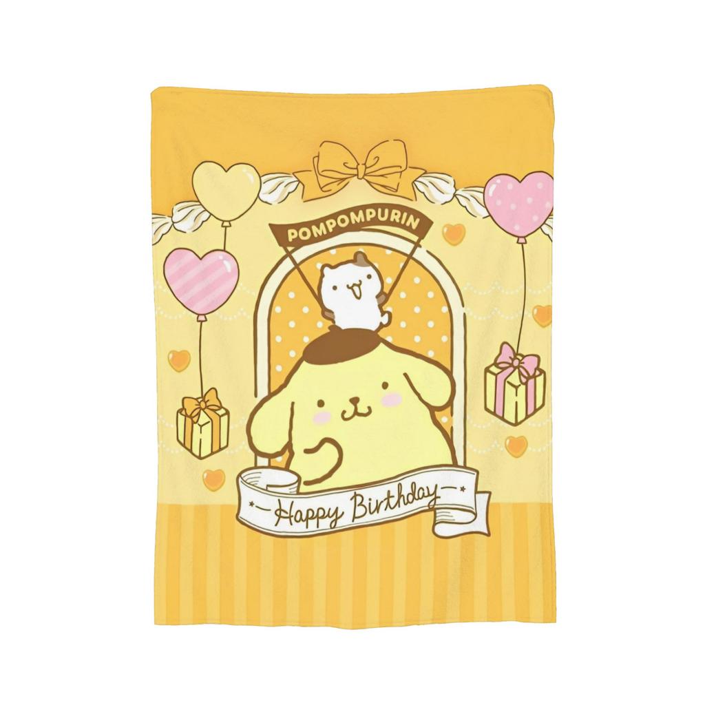 Cute Pom Pom Purin Pattern Blankets Flannel Summer Air Conditioning Breathable Soft Throw Blanket for Home Bedroom Bedspread