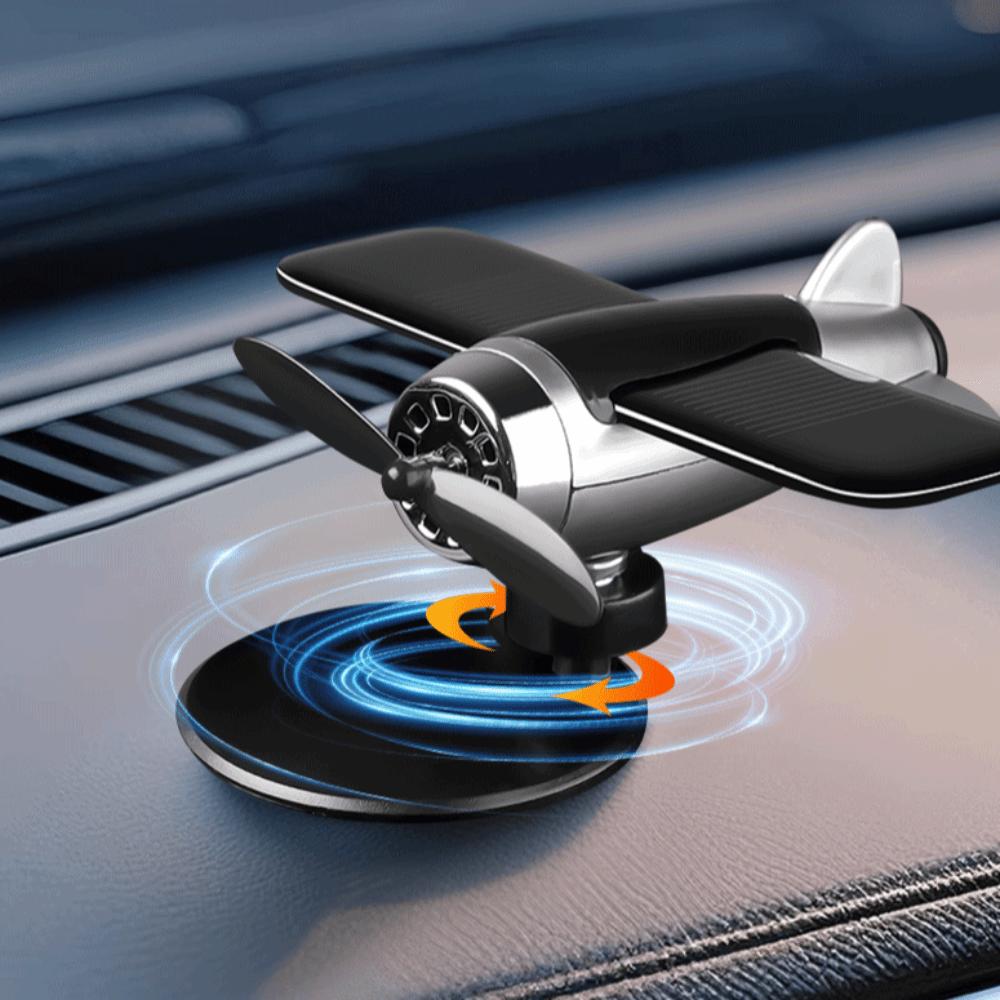 360° Rotary Car Solar Airplane Ornaments Mini Solar Powered Aircraft Ornaments  Dashboard Ornament