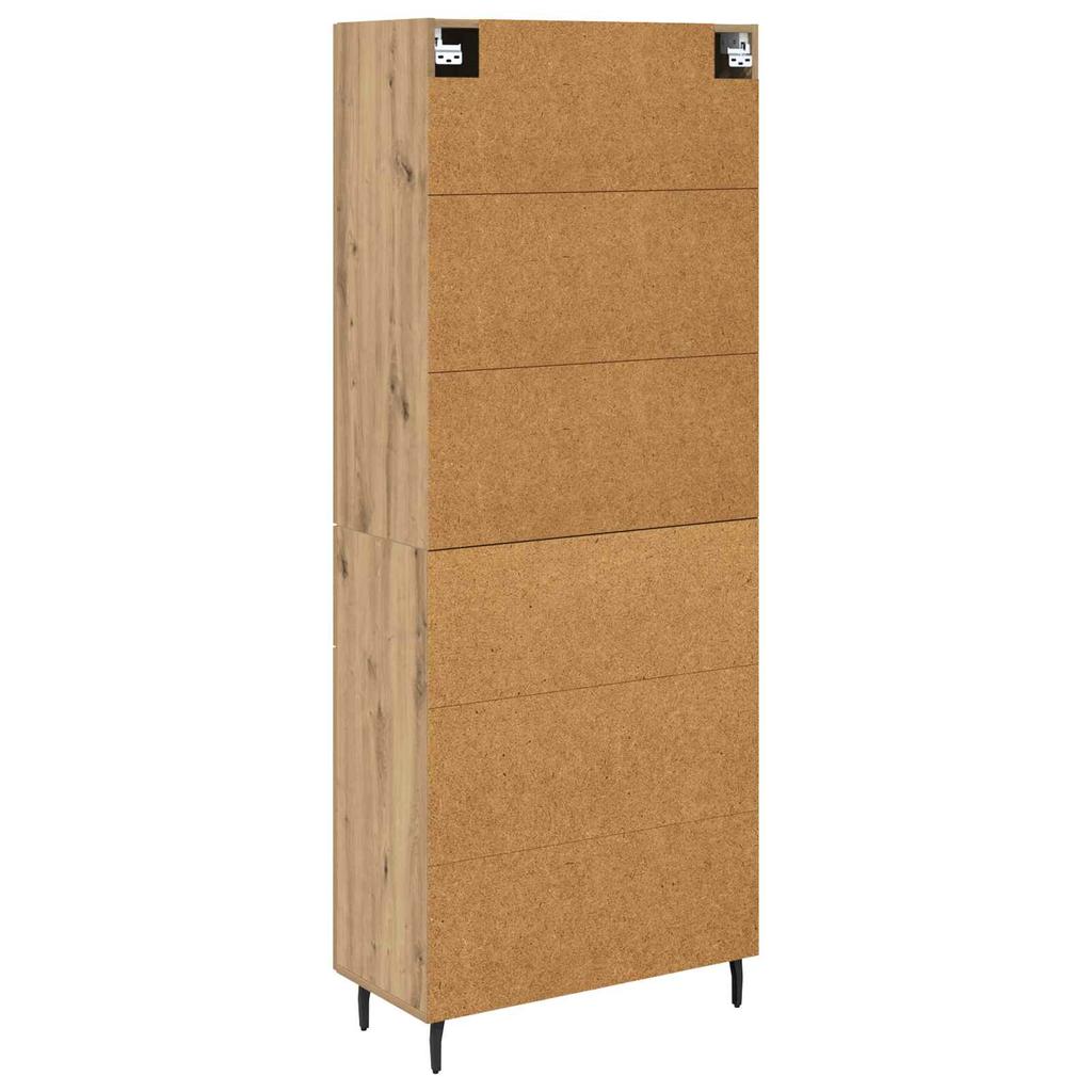 Highboard Set of 2 Pcs Artisan Oak Engineered Wood and Glass