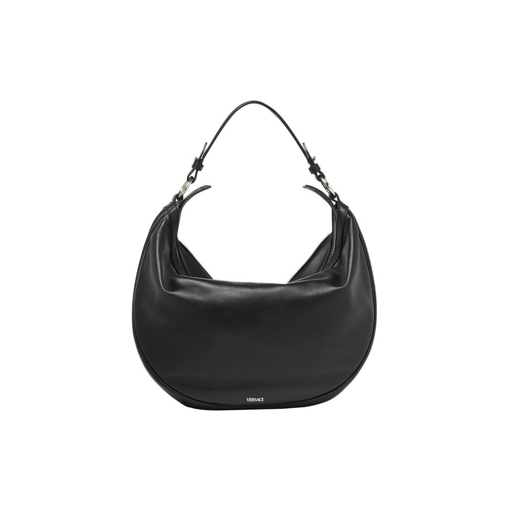 New VERSACE Cow Leather Crescent Bag Handbag, Shoulder Bag Women's Black 1007679-1A05878-1B00P