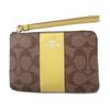 COACH clutch bag Corner Zip Wristlet 16 Letter Logo Logo Classic Print Stripes Coated Canvas and Cross Pattern Leather Wallet Mini Women's Silver
