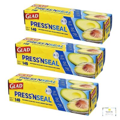 GLAD Seal Multipurpose Food Storage Wrap 140 X Original Card Included Press'n (30cm 43.4m) 3-Pack +