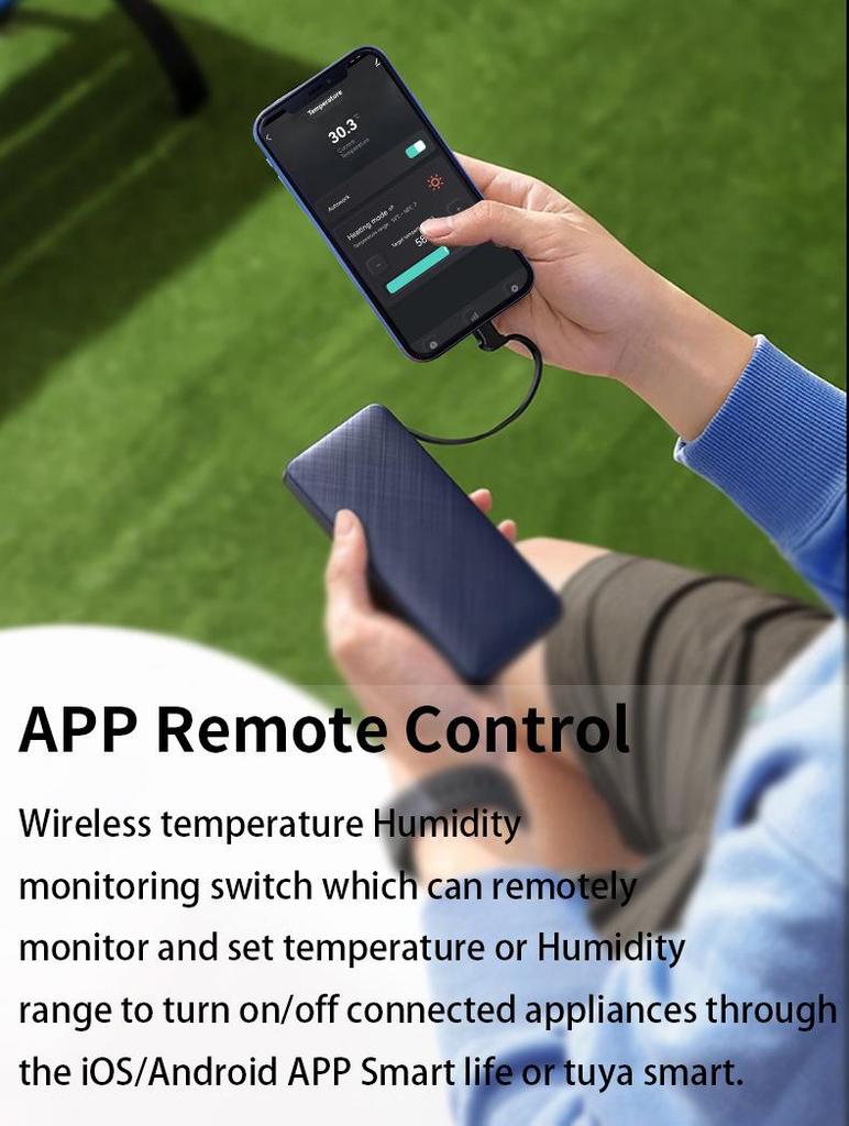 Graffiti WiFi Smart Power Temperature Switch with RF433, Remote Voice Alexa Control.