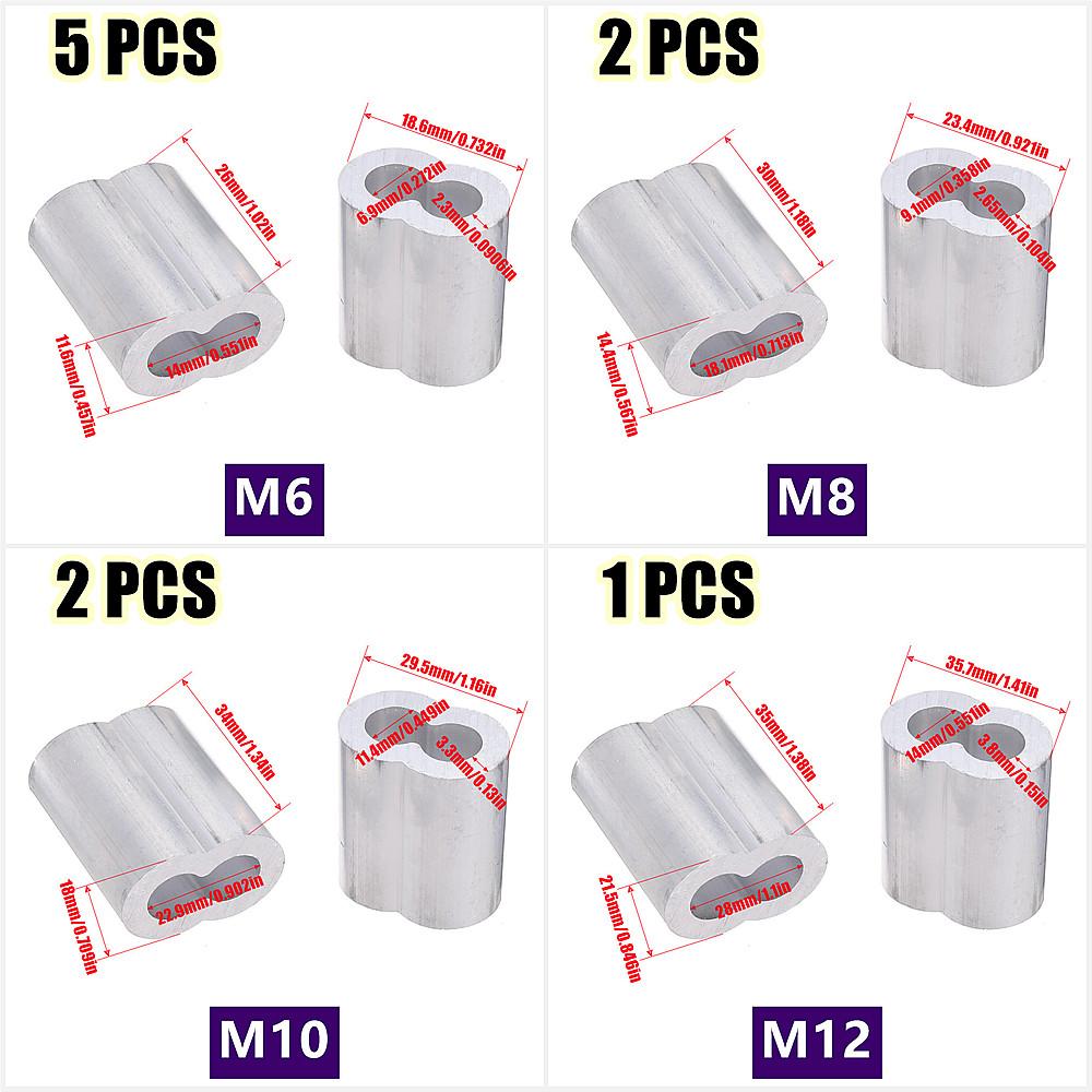 1-100Pcs Double Hole Cable Crimp Sleeve M1 to M12 Wire Ferrules 8-Shape Aluminum Cable Stopper Crimp Rope Hardware Accessories