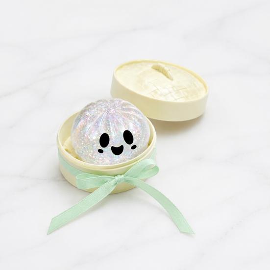 Steamed Bun Stress Relief Toy 1/4/5Pcs Halloween Dumpling Squeeze with Steamer Box Cartoon Glitter Portable Relievers Toy Ball Fidget for