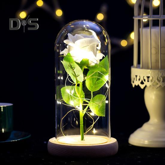Artificial Rose Flowers Eternal Rose with LED Light Realistic Looking Battery Powered Simulation Rose Flower Holiday Gifts