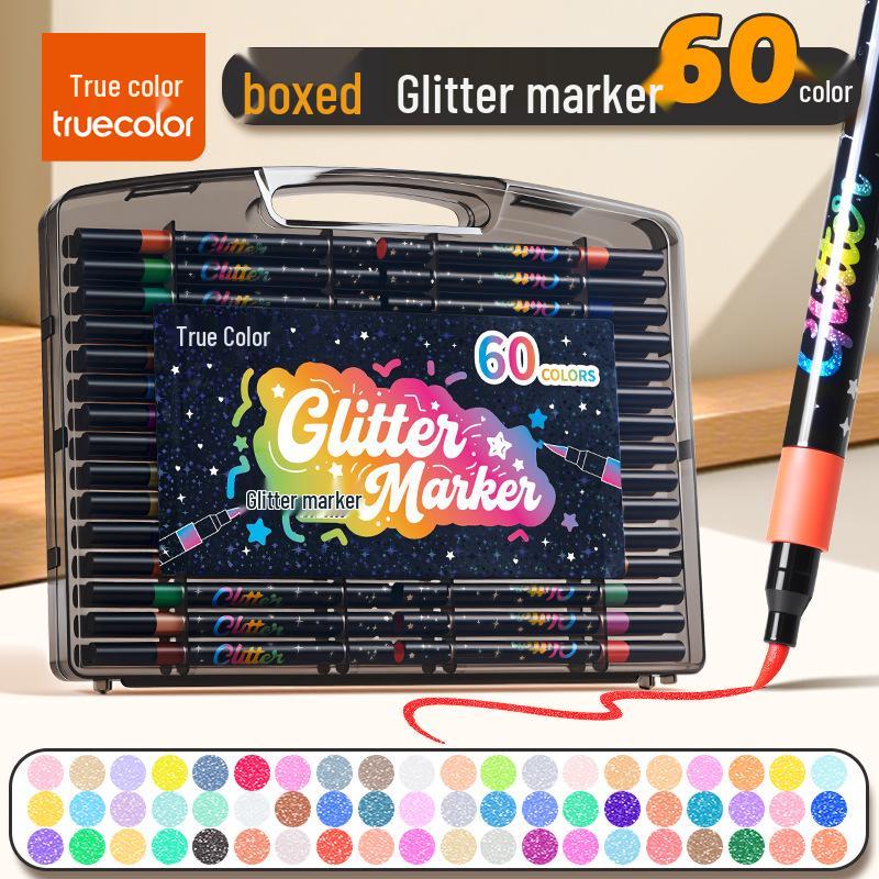 Echter Farbe Glitzer Filzstift für Grundschule & Kindergarten Kunst – Wasserbasierter Glanz.