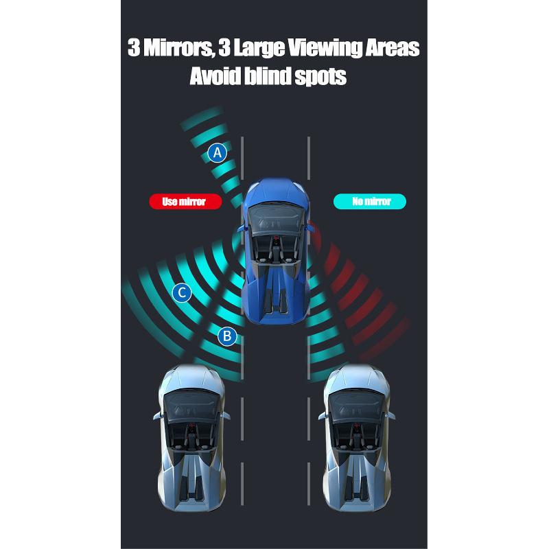New 2X Universal Car Blind Spot Mirror Wide Three Mirror Adjustable Rear View Mirror