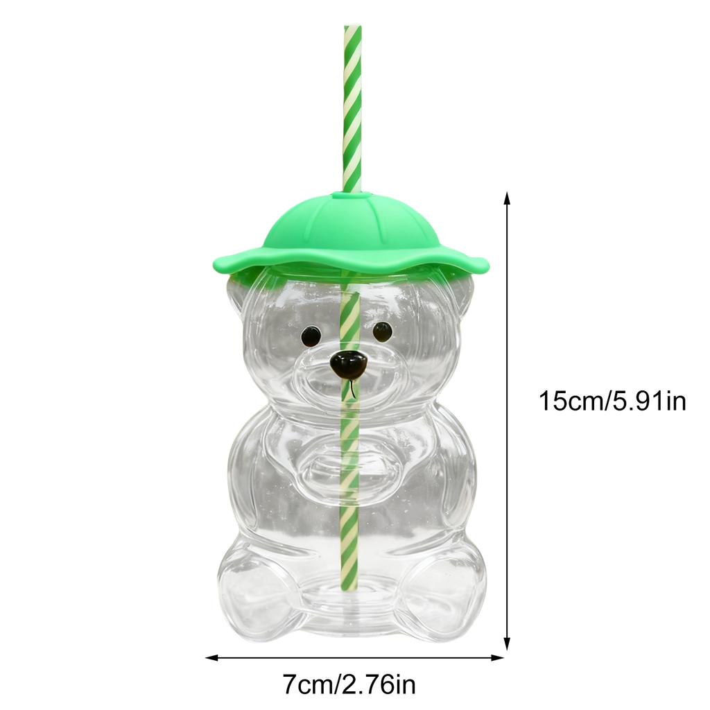 Christmas Bear Glass Jar Cute Transparent Cold Cup with Straw Reusable Water Bottle Milk Beverage Tumbler for Holiday Party