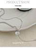 Cui Yan S925 Sterling Silver Korean Asymmetrical Long Necklace with Rhinestones & Pearl Clavicle Chain