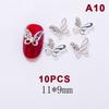 10 Stück Schmetterling Legierung Nagelanhänger 3D Schmetterling Zirkonia Diamant Strass Nägel Schmuck DIY Nagelkunst Dekoration Zubehör