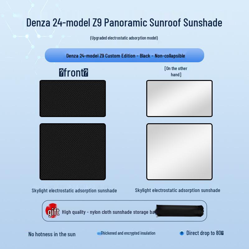 Denza Z9GT 2024 Sunroof Electrostatic Sunshade: Heat & Light Blocker, Privacy & UV Protection.