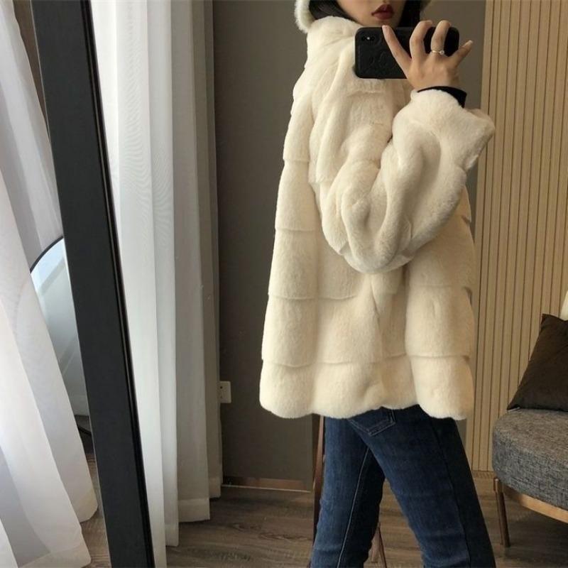 New Danish mink imitation fur coat short female winter mother imitation mink thickened coat small man