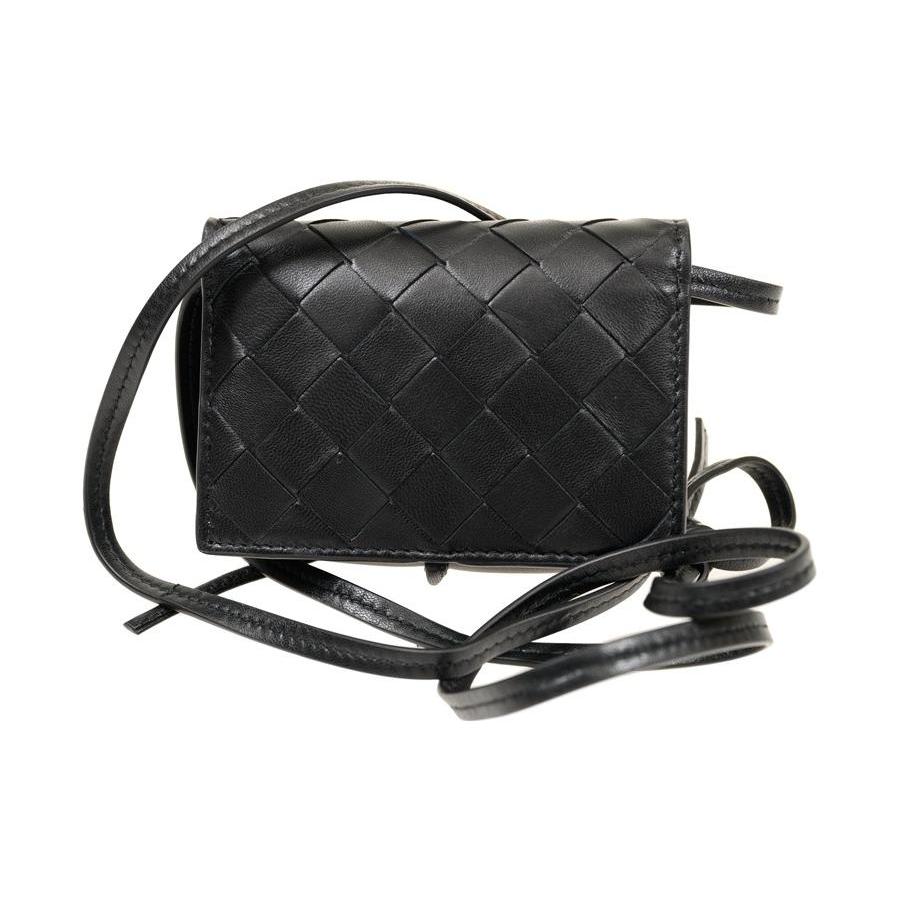 New Bottega Veneta Intreccio Woven Lambskin Shoulder Bag, Crossbody Bag Women's Black 630545VCPP38803