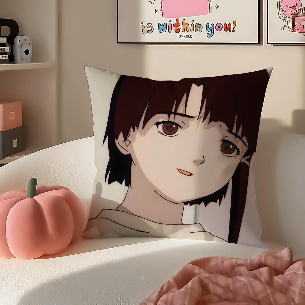 Anime Serial Experiments LLain Anime Movie Cushion Cover Pillowcase Short Plush Invisible zipper Room Sofa Cushion Cover