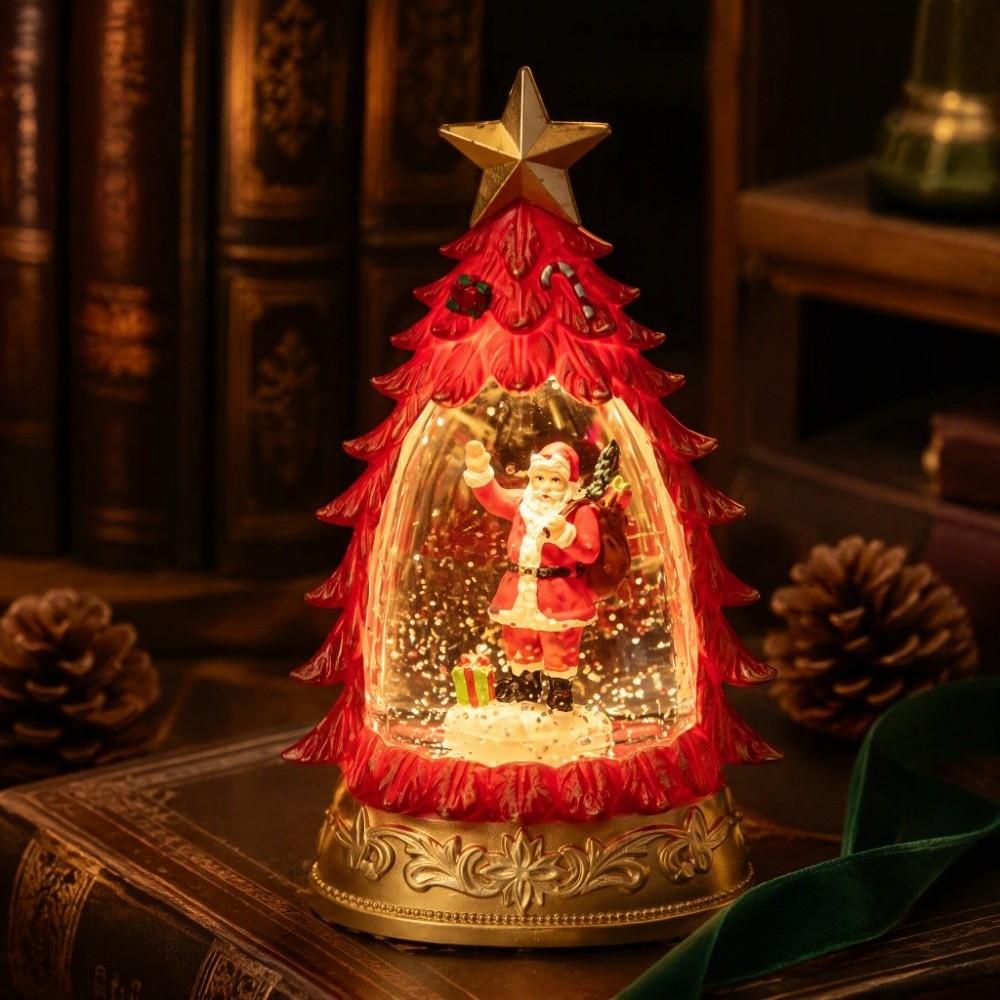 Floating Snowflakes Christmas Snow Globe Battery Operated Lantern  Desktop Ornament