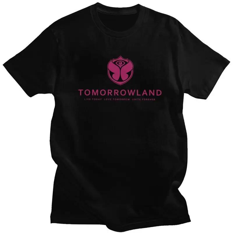Niestandardowy T-shirt Tomorrowland dla mężczyzn z krótkim rękawem, fajny belgijski T-shirt do muzyki tanecznej, luźny krój, 100% bawełna, prezent